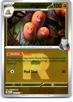 Team Rocket's Dugtrio 101/217 Holo Ascended Heroes Pokemon Reverse Holo NM - Image 1