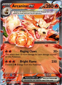 Arcanine ex 032/198 Double Rare Scarlet & Violet Pokemon Near Mint - Image 1