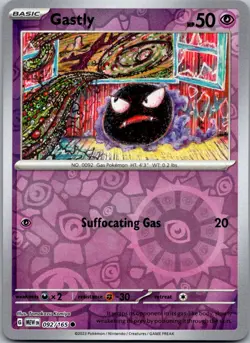 Pokemon Gastly 92/165 151 Common Reverse Holo NM TCG Psychic - Image 1