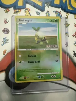 Turtwig 77/100 LP Reverse Holo Stamped Platinum 2008 Pokemon TCG - Image 1