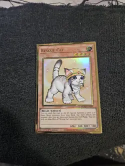 Rescue Cat (Alternate Art) - MGED-EN006 - Premium Gold Rare - NM/VLP - Yugioh - Image 1