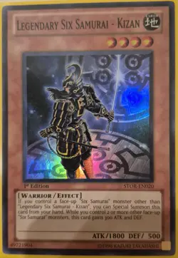 YuGiOh Legendary Six Samurai - Kizan Super Rare 1st Edition STOR-EN020 - Image 1