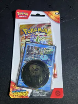 Pokemon TCG Surging Sparks Blister Pack - 1 Booster, 1 Coin and 1 Wooper Card - Image 1