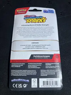 Pokemon TCG Surging Sparks Blister Pack - 1 Booster, 1 Coin and 1 Wooper Card - Image 2