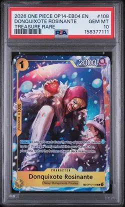 One Piece Card Game Donquixote Rosinante OP14-EB04 #108 PSA 10 Treasure Rare - Image 1