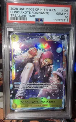 One Piece Card Game Donquixote Rosinante OP14-EB04 #108 PSA 10 Treasure Rare - Image 4