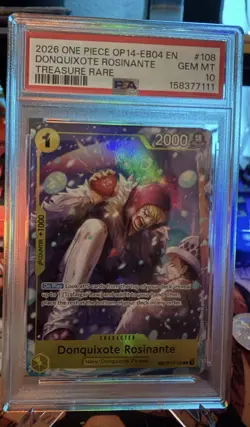One Piece Card Game Donquixote Rosinante OP14-EB04 #108 PSA 10 Treasure Rare - Image 5
