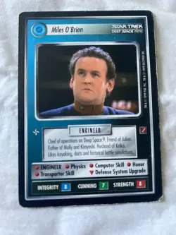 Star Trek CCG 1E Blaze of Glory MILES O'BRIEN Rare Card (LP) - Image 1