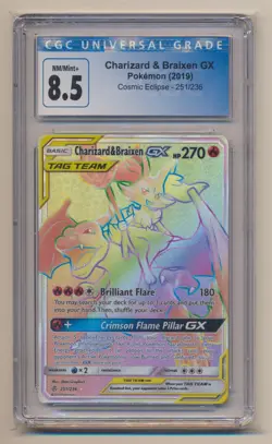 CGC 8.5 Pokemon Cosmic Eclipse Holo Rare Charizard & Braixen GX 251/236 NM/MINT! - Image 1