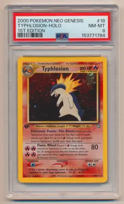 PSA 8 Pokemon Neo Genesis 1st Edition Holo Rare Typhlosion 18/111 NM/MINT!! - Image 1