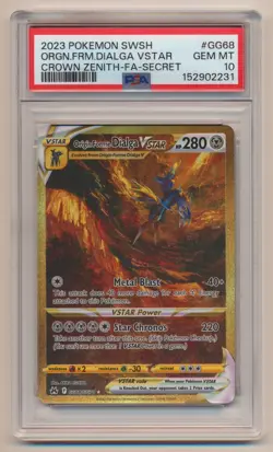 PSA 10 Pokemon Crown Zenith Full Art Origin Forme Dialga VStar GG68/GG70 GEM MT! - Image 1