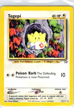 Togepi 51/111 Uncommon Neo Genesis Pokemon Unlimited Moderately Played - Image 1