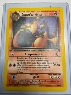 1999 Pokemon 21/82 Team Rocket Regular (French) Dracaufeu Obscur 1st Edition LP - Image 1