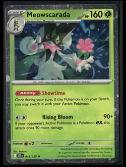 Pokemon - Meowscarada 018/159 Cosmos Holo Journey Together LP - Image 1