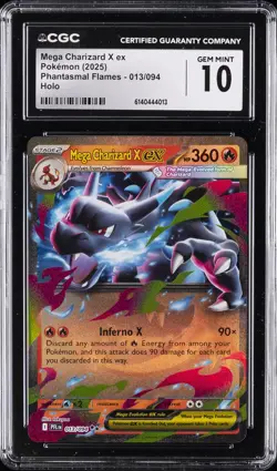 2025 POKEMON PHANTASMAL FLAMES - HOLO MEGA CHARIZARD X EX CGC 10 GEM MINT - Image 1