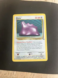 Pokemon TCG Ditto Fossil 3/62 Holo Rare Card LP/NM - Image 1