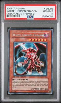 2006 YU-GI-OH! MCDONALD'S PROMO CARDS 2 #EN006 WHITE-HORNED DRAGON PSA 10 - Image 1