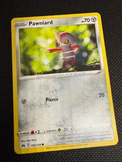 Pawniard 092/159 Common Crown Zenith Pokemon Reverse Holo Near Mint - Image 1