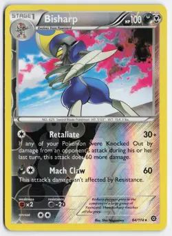 Bisharp 64/114 Holo Rare Steam Siege Pokemon Reverse Holo Moderately Played - Image 1