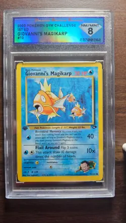 Pokemon 1st Edition Giovanni's Magikarp 73/132 Gym Challenge Graded 8 NM/Mint - Image 1