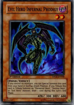 Yugioh Evil Hero Infernal Prodigy DP06-EN008 1st Edition Super Rare NM - Image 1