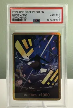 ONE PIECE Premium Booster The Best DON!! Card Zoro Gold PRB-01 PSA 10 - Image 1
