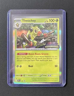 Pokemon TCG Thwackey PROMO 115/167 Twilight Masquerade Common Holo 100HP EN 2024 - Image 1