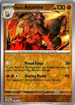 Hisuian Arcanine 100/167 Rare Twilight Masquerade Pokemon Reverse Holo Near Mint - Image 1