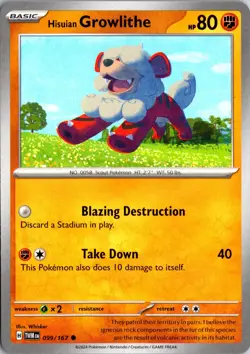 Hisuian Growlithe 099/167 Common Twilight Masquerade Pokemon Near Mint - Image 1