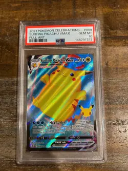 POKEMON 2021 Celebrations SURFING PIKACHU Vmax Full Art #009 PSA 10 Gem Mint 2 - Image 1
