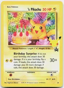 _____'s Pikachu 24 Celebrations: Classic Collection Pokemon NM - Image 1