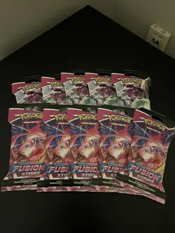 Lot of 10 Pokemon TCG Sword & Shield Fusion Strike Sealed Booster Packs English - Image 1