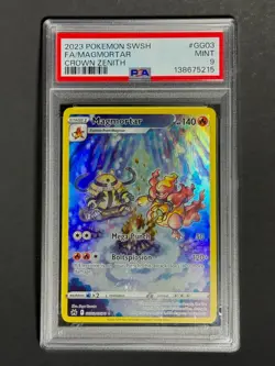 2023 POKEMON SWORD AND SHIELD CROWN ZENITH MAGMORTAR GG03 FULL ART PSA 9 - Image 1