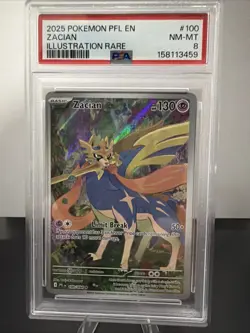 2025 POKEMON PFL EN-PHANTASMAL FLAMES ILLUSTRATION RARE #100 ZACIAN PSA 8 - Image 1