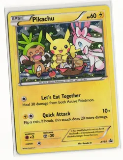 Pokemon XY Black Star Promo XY95 Pikachu ( Sylveon + Chespin ) Holo LP - Image 1