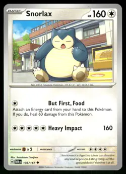 2024 Snorlax 136/167 Uncommon NM SV06: Twilight Masquerade Pokemon - Image 1