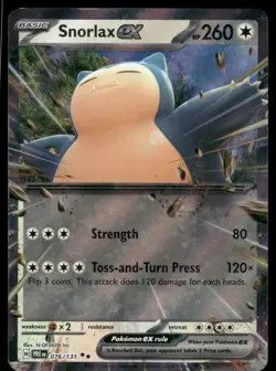 2025 Snorlax ex 076/131 Double Rare Holo LP SV: Prismatic Evolutions Pokemon - Image 1