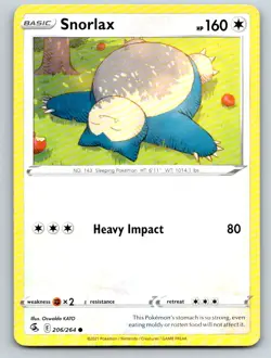 Snorlax 206/264 Common Fusion Strike Pokemon Near Mint - Image 1