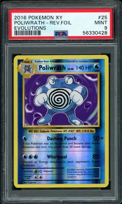 2016 Pokemon XY Evolutions Poliwrath Reverse Foil Holo Rare #25 PSA 9 MINT - Image 1