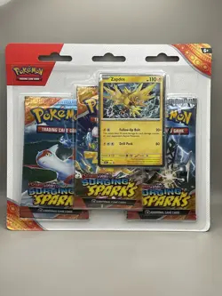 TCG Pokemon Scarlet & Violet: Surging Sparks 3-Pk Booster Blister - Zapdos NEW - Image 1