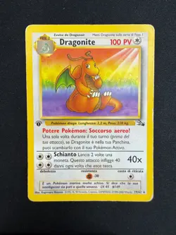 Pokemon Dragonite 19/62 Fossil Rara Prima Edizione Wizards ITA Carte Vintage - Image 1