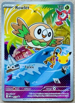POKEMON MEGA EVOLUTION ROWLET BLACK STAR PROMO HOLO 043 NM+ 30TH ANNIVERSARY - Image 1