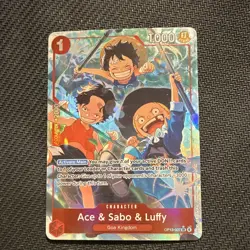 Bandai Ace & Sabo & Luffy OP13-007 SR Alternate Art Holo Carrying Will EN - Image 2