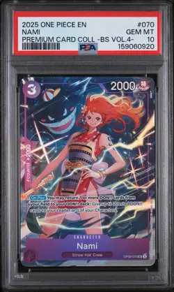 2025 ONE PIECE #070 PCC PREMIUM BEST SELECTION VOL 4 GENGAR NAMI PSA 10 GEM MINT - Image 1