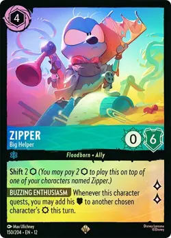 Cold Foil ZIPPER BIG HELPER 1x Rare Disney Lorcana NM - Image 1