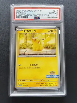PSA 10 Pikachu 242/SV-P Promo Illustration Contest Pokemon Card Japanese 2025 - Image 1