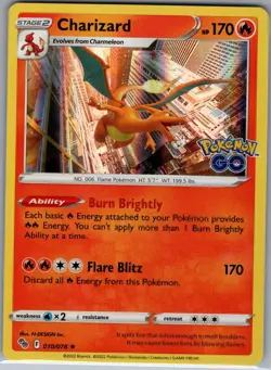 Charizard 010/078 - Pokemon GO TCG (PGO) - Holo Rare (NM) - Image 1