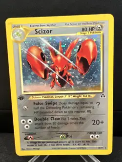 Pokemon Neo Discovery 1st Edition Scizor Holo Rare Card 10/75 2001 MP/LP - Image 1