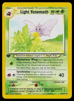 Pokemon Card - Light Venomoth Neo Destiny 53/105 1st Edition Uncommon - Image 1