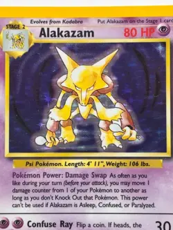 Pokemon Alakazam Holo Rare 1/102 Base Set Unlimited MP - Image 2